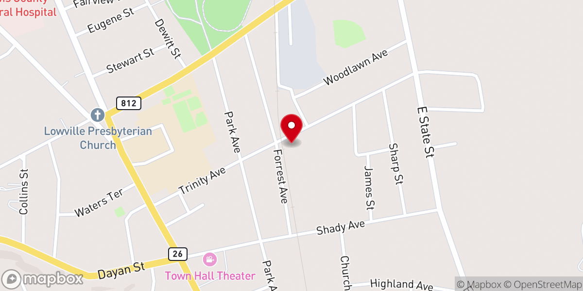 Map showing location of The Lowville Food Pantry