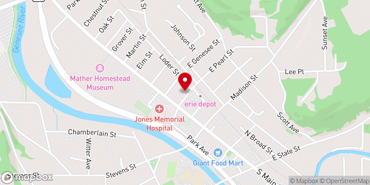 Map showing location of The Salvation Army of Wellsville, NY