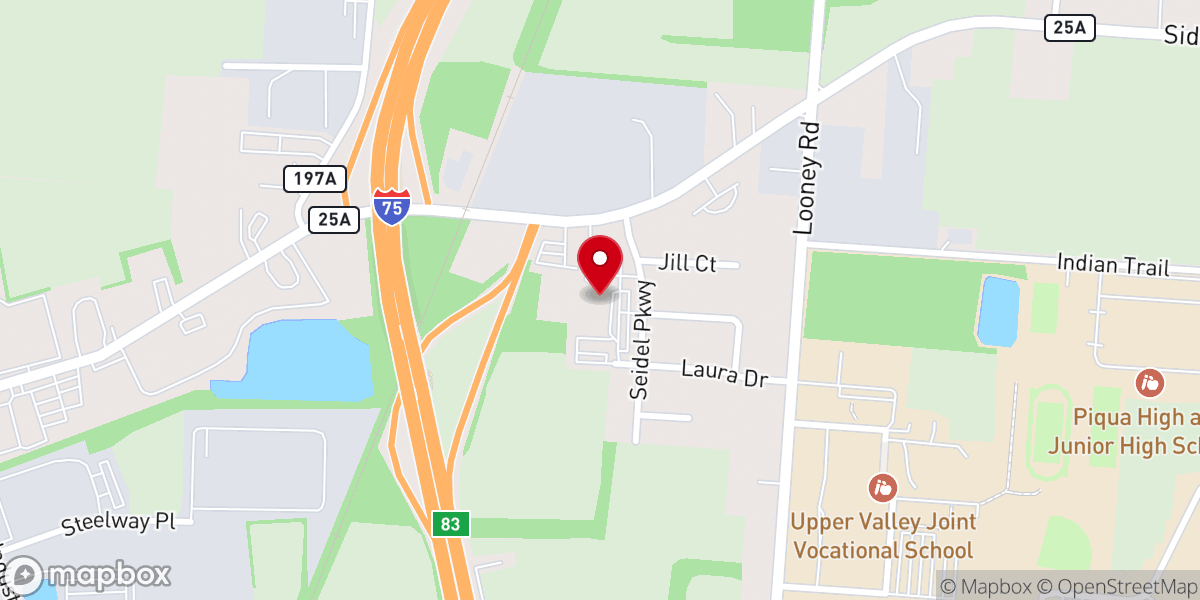 Map showing location of The Valley Church Piqua