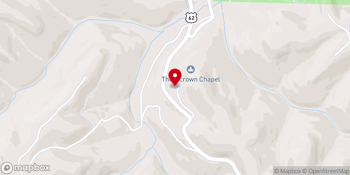 Map showing location of Thorncrown Chapel