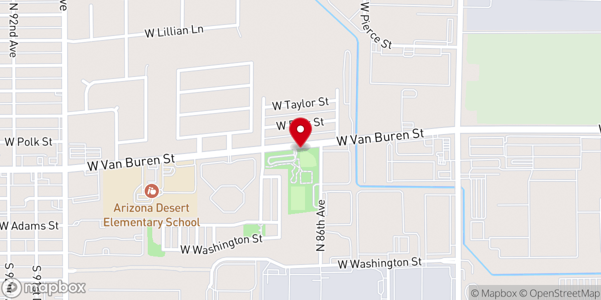 Map showing location of Tolleson Veterans Park