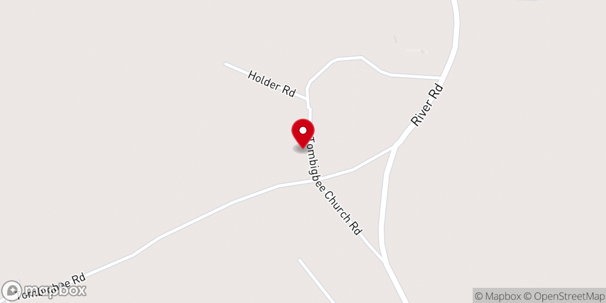 Map showing location of Tombigbee Baptist Church