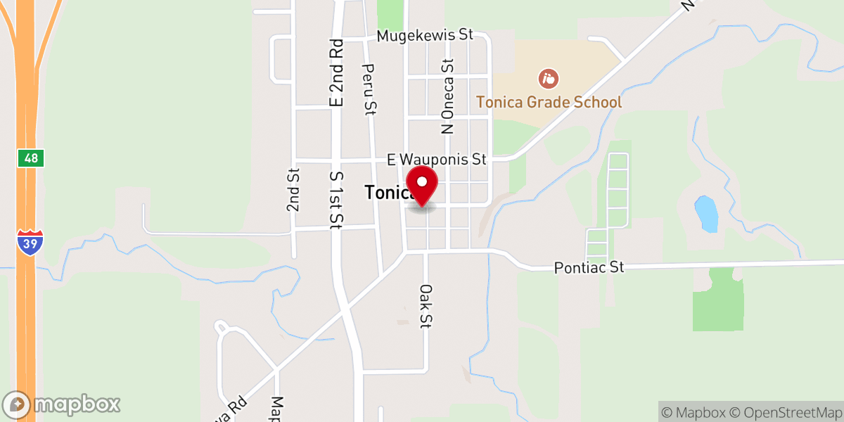Map showing location of Tonica Village Hall