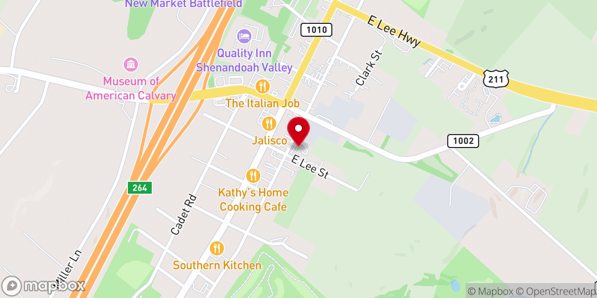 Map showing location of Town of New Market