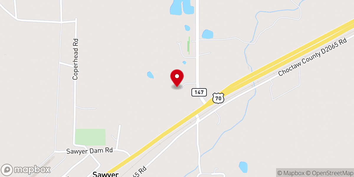 Map showing location of Town of Sawyer
