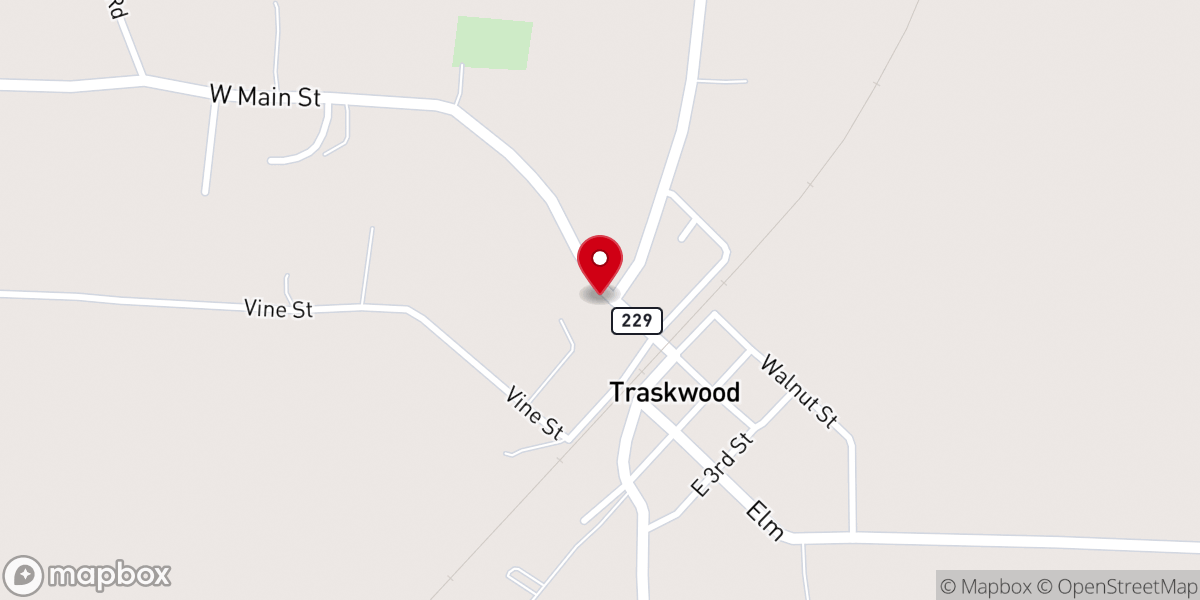 Map showing location of Traskwood United Methodist Church