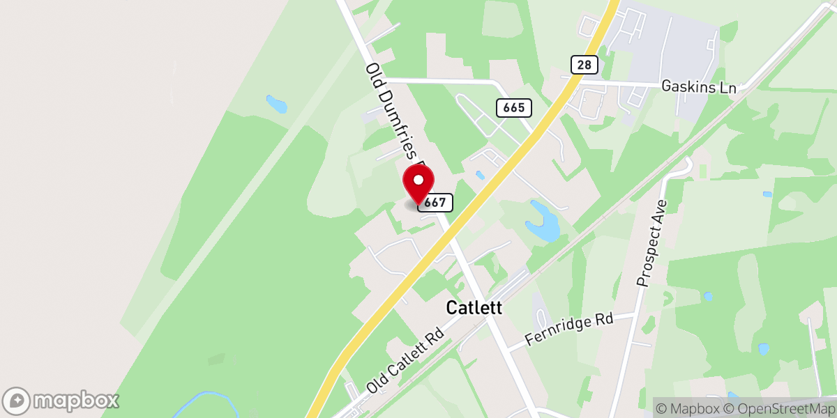 Map showing location of Trinity (Catlett) United Methodist Church