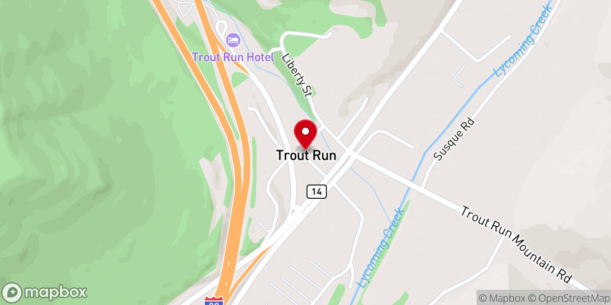 Map showing location of Trout Run United Methodist Church