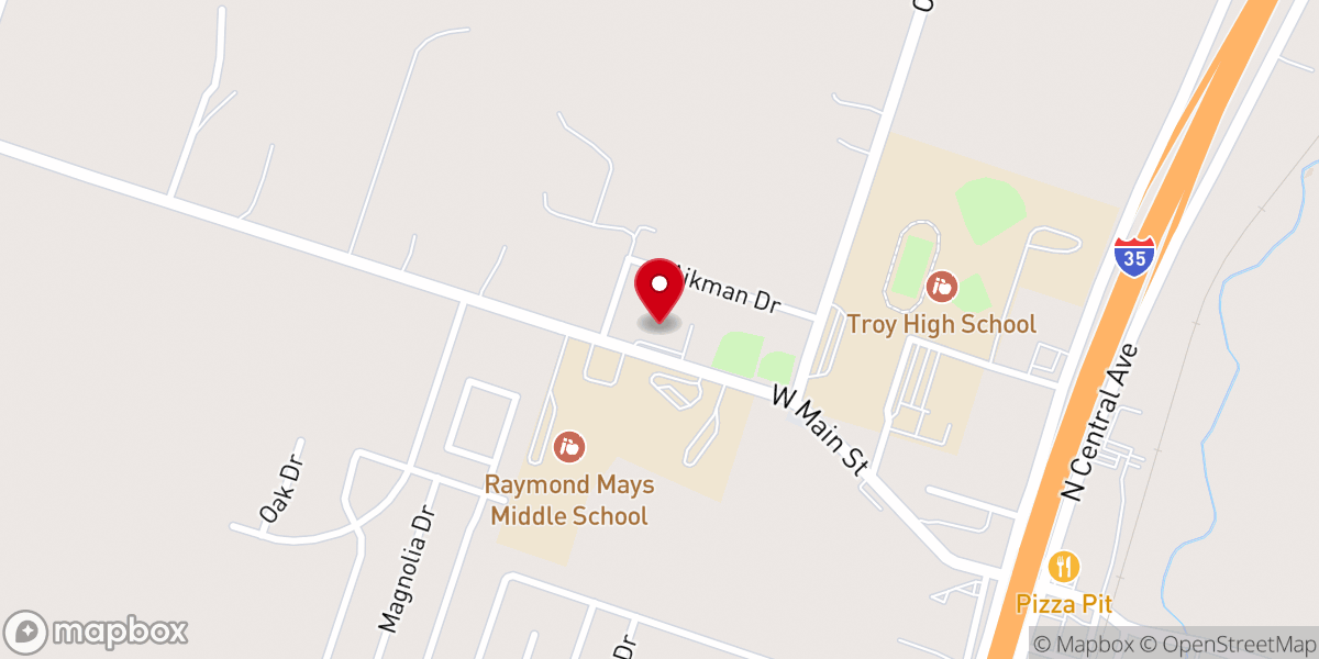 Map showing location of Troy First Assembly of God Church