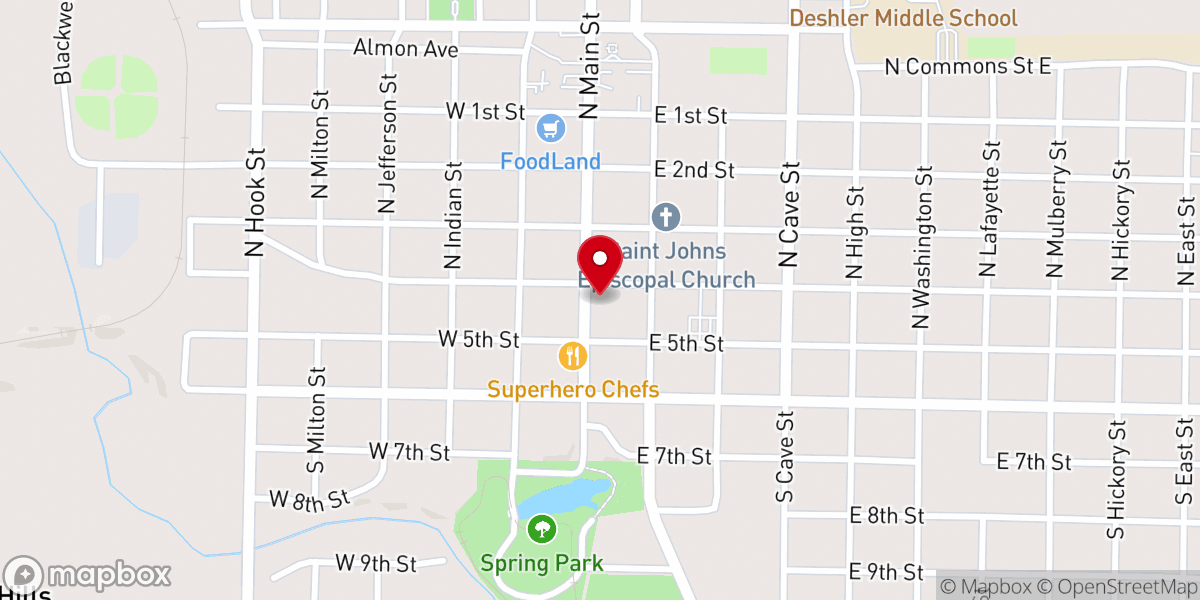 Map showing location of Tuscumbia Church of Christ
