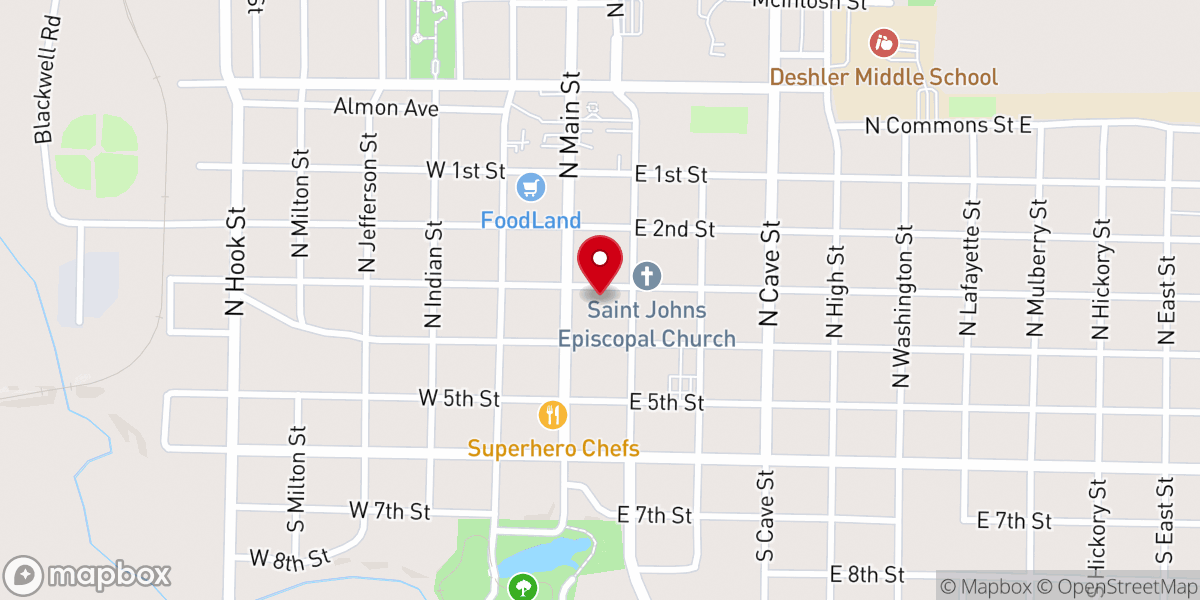 Map showing location of Tuscumbia First Methodist Church (A Global Methodist Congregation)