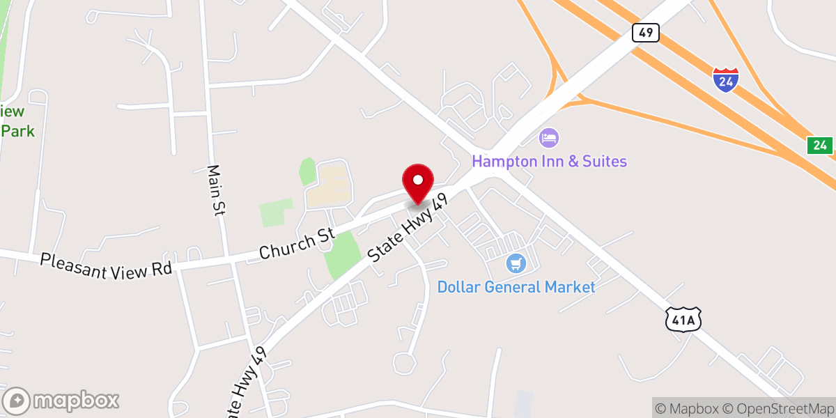 Map showing location of U.S. Bank Branch