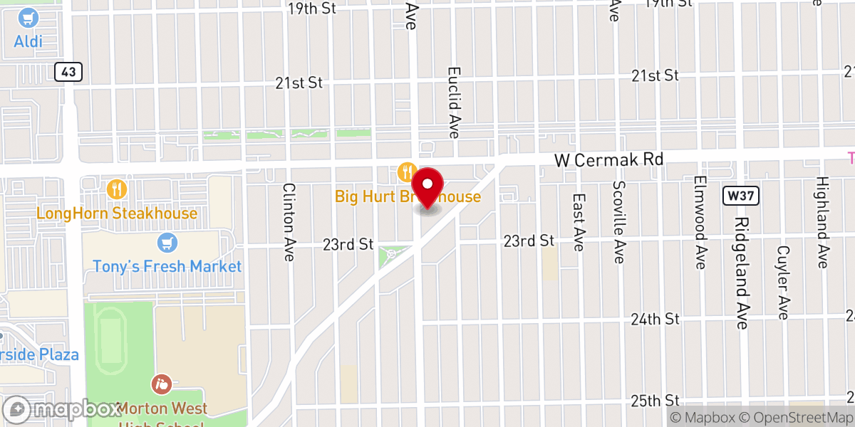 Map showing location of Ukrainian Baptist Church - UBCChicago