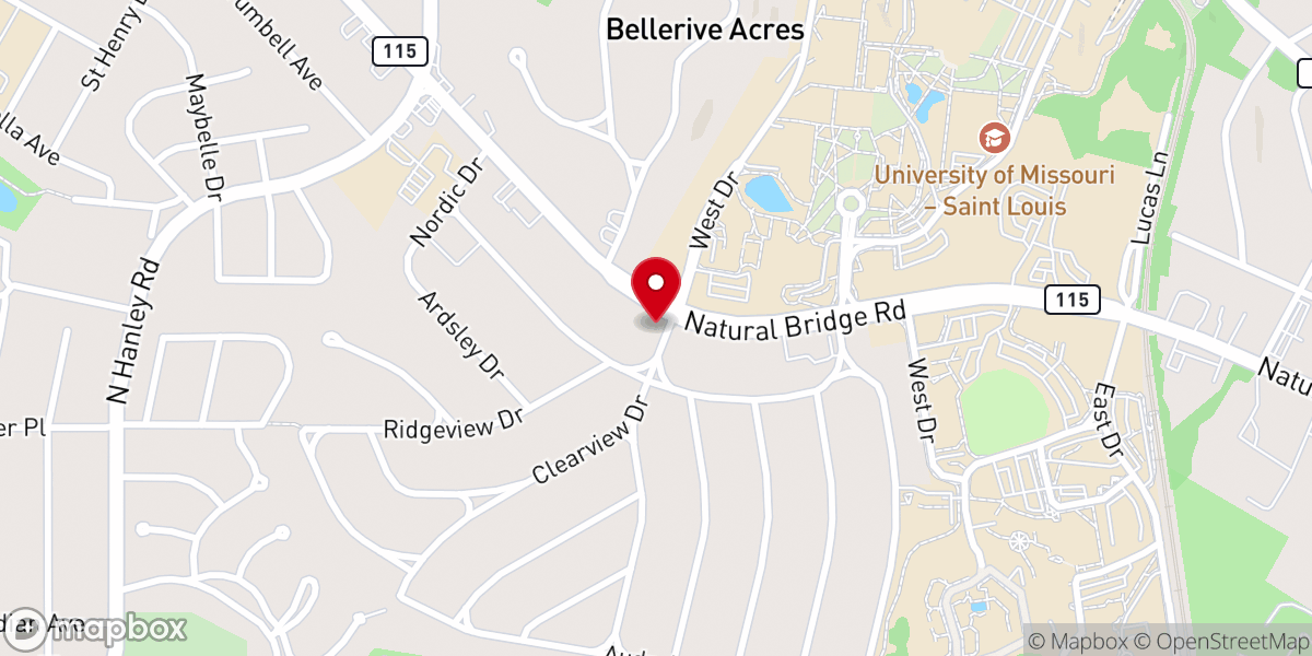 Map showing location of UMSL-Catholic Newman Center