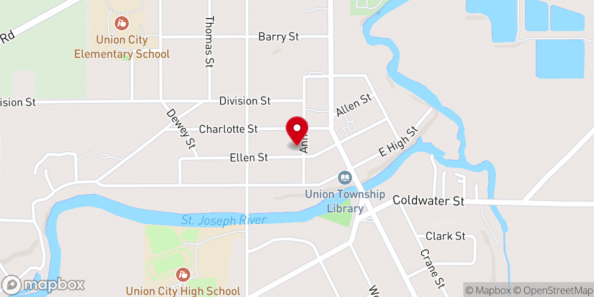 Map showing location of Union City Methodist Church - Fresh Food Distribution - Food Pantry