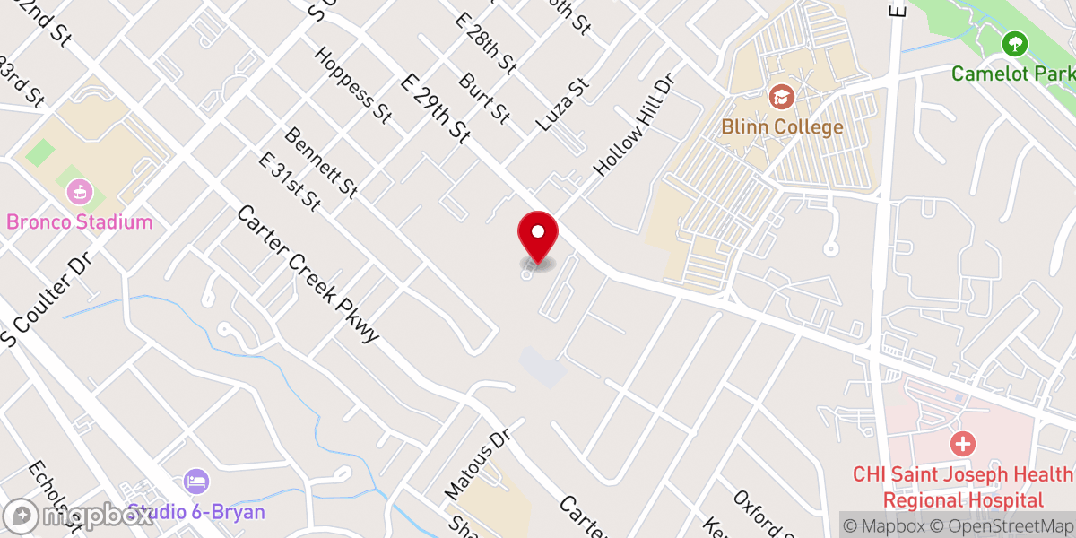 Map showing location of Unitarian Universalist Church of The Brazos Valley