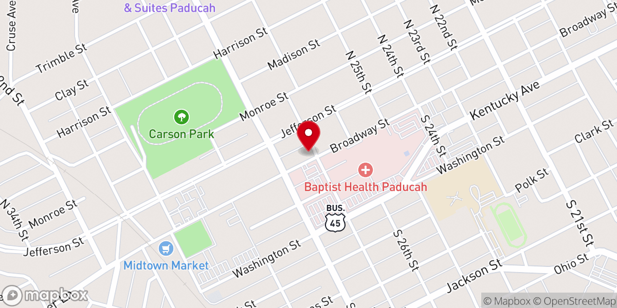 Map showing location of United Church of Paducah