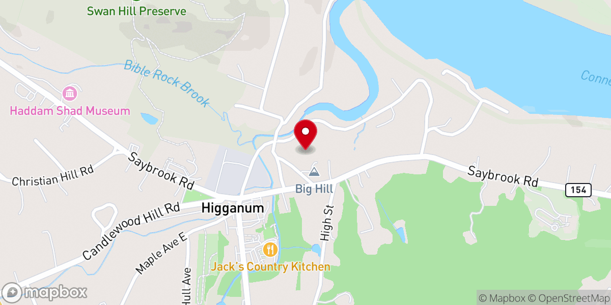 Map showing location of United Congregational Church of Haddam and Higganum, Higganum Campus