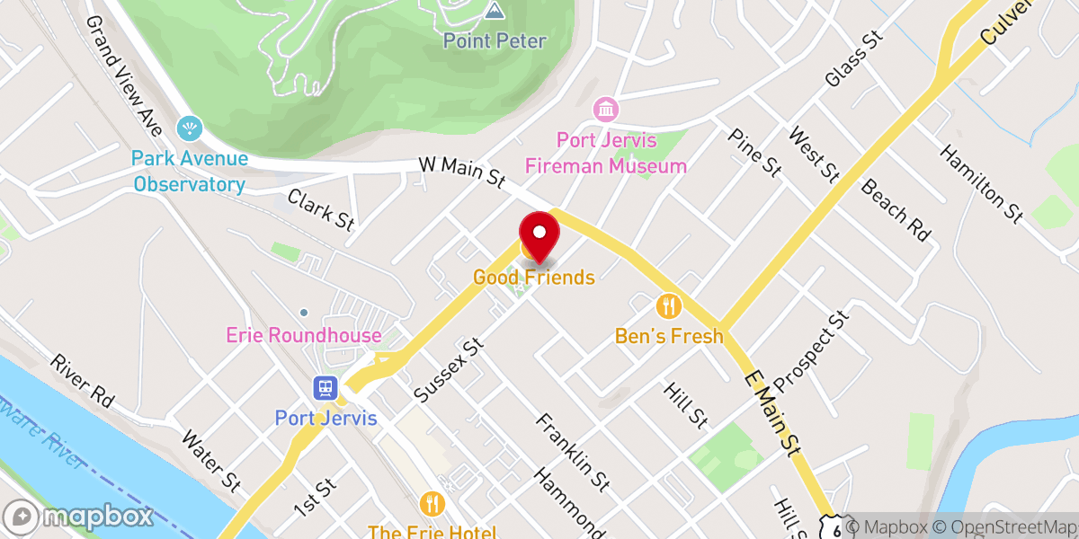 Map showing location of United Presbyterian & Reformed Church of Port Jervis
