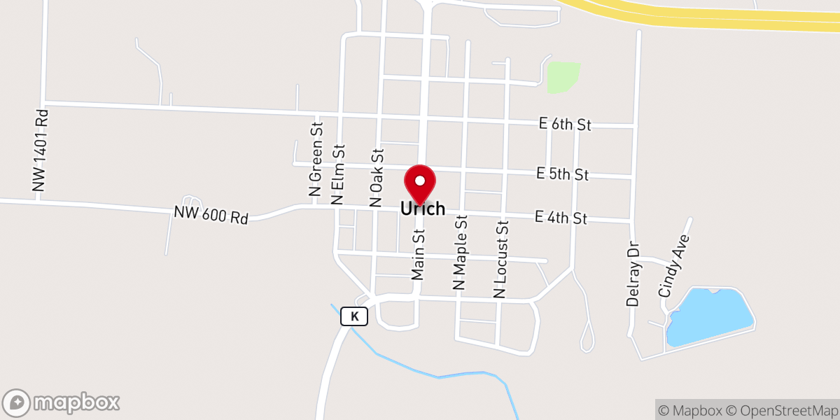 Map showing location of Urich Community Historical