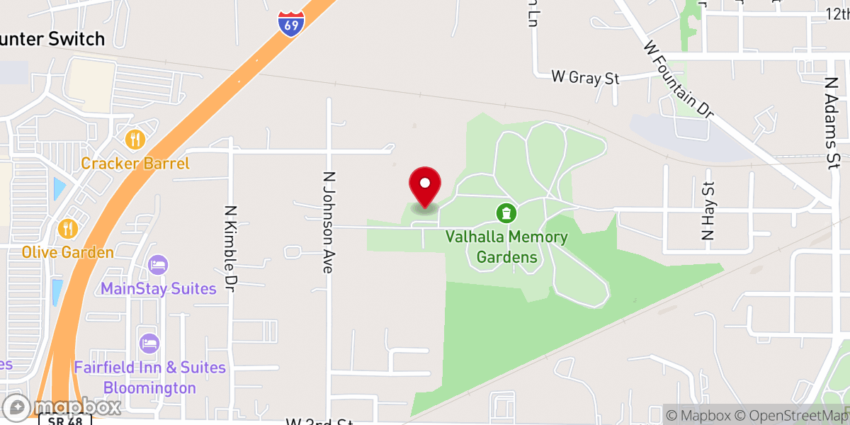 Map showing location of Valhalla Memory Gardens