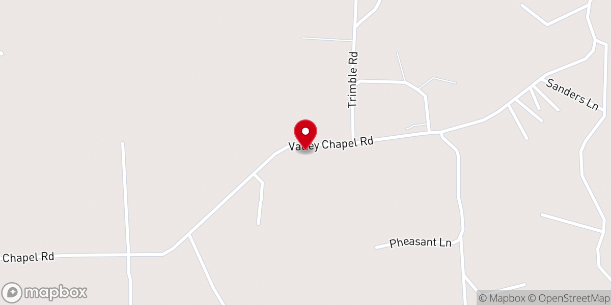 Map showing location of Valley Chapel United Methodist