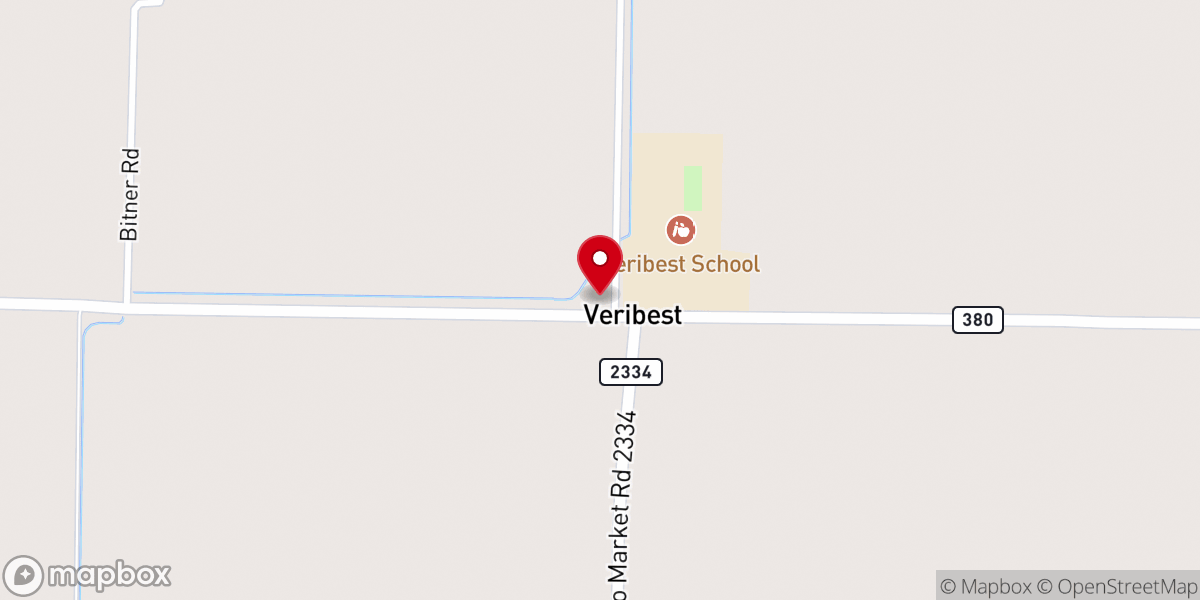 Map showing location of Veribest United Methodist Church