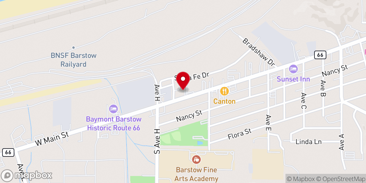 Map showing location of Victory Outreach Barstow Church