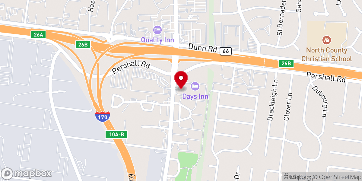 Map showing location of Victory Outreach St. Louis
