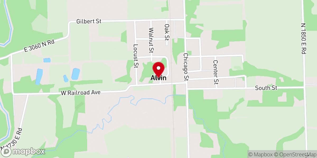 Map showing location of Village of Alvin
