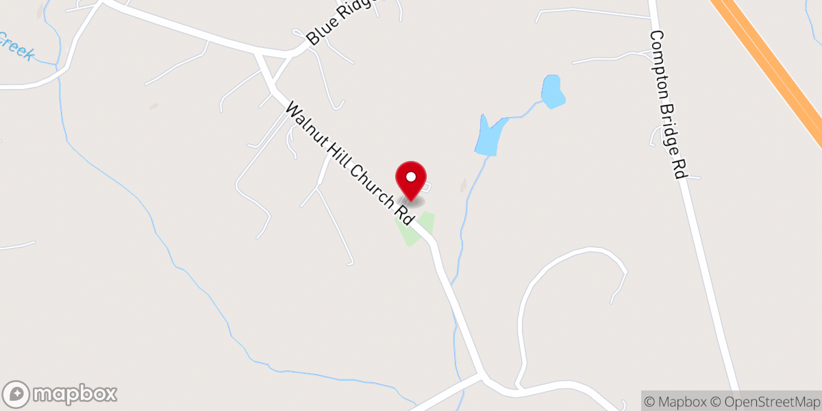 Map showing location of Walnut Hill Baptist Church