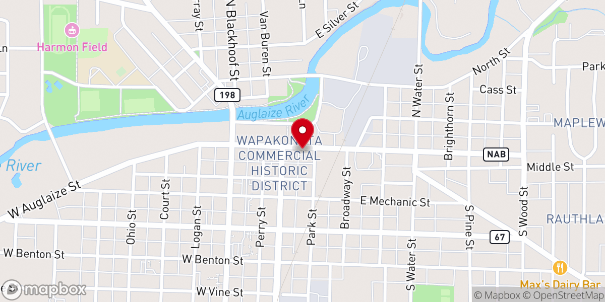 Map showing location of Wapakoneta Eagles