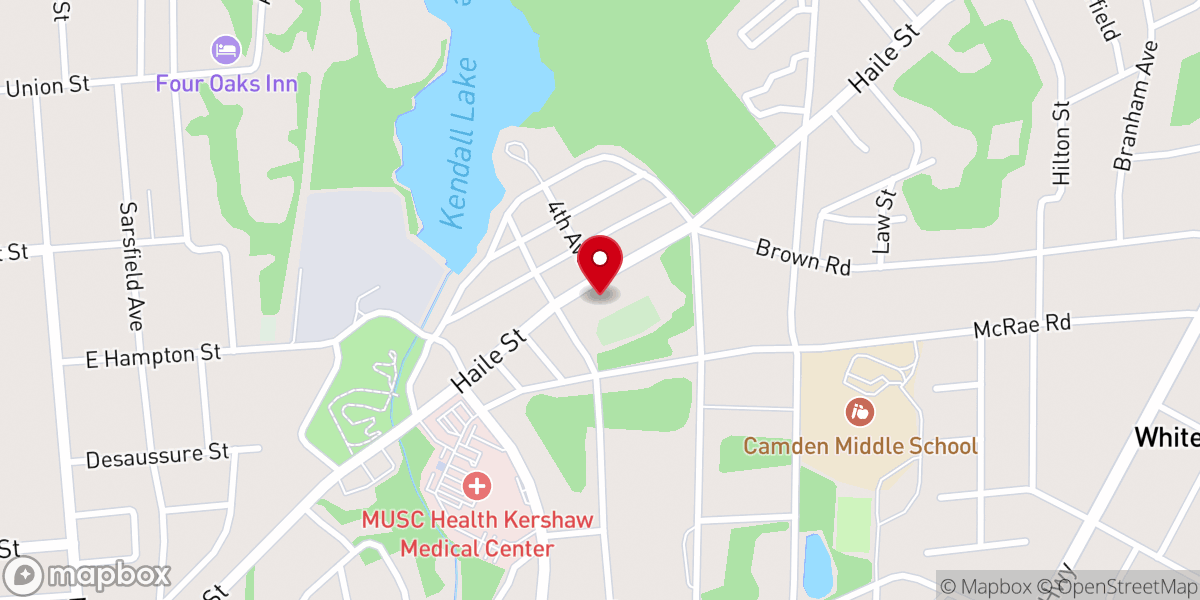 Map showing location of Wateree Baptist Church