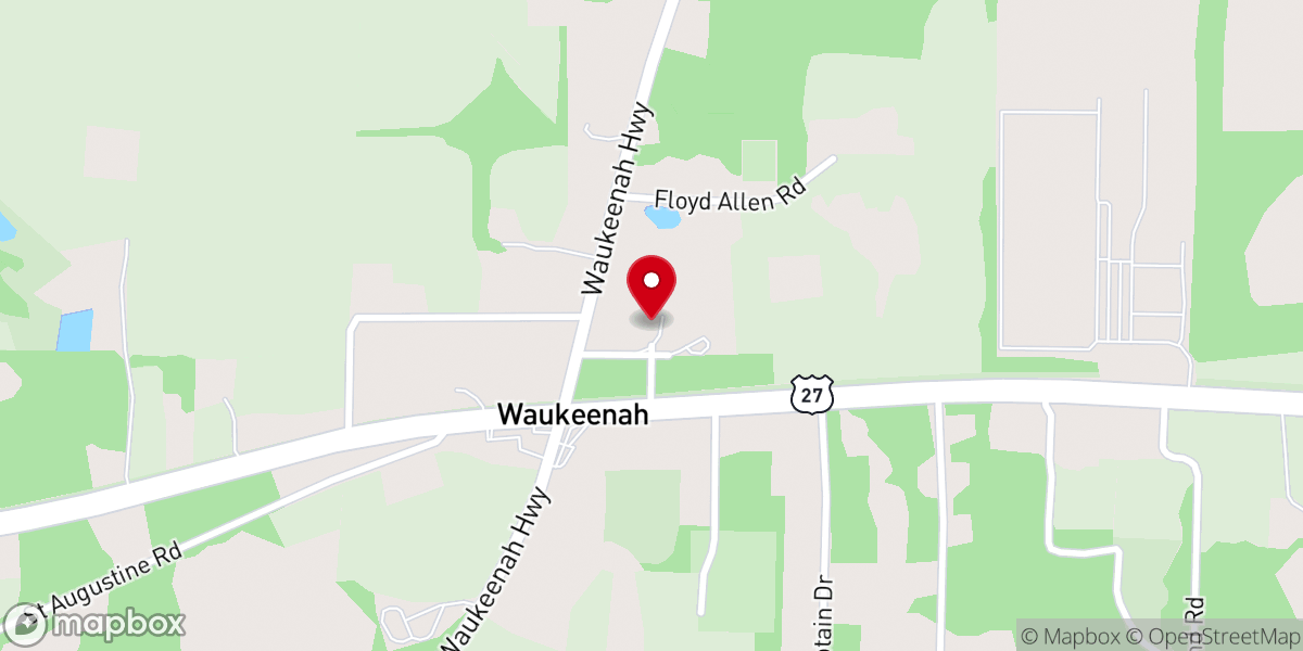 Map showing location of Waukeenah Methodist Church