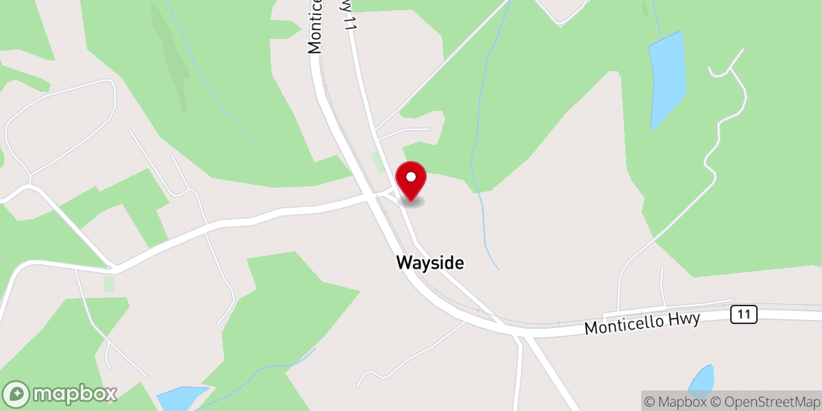 Map showing location of Wayside Presbyterian Church