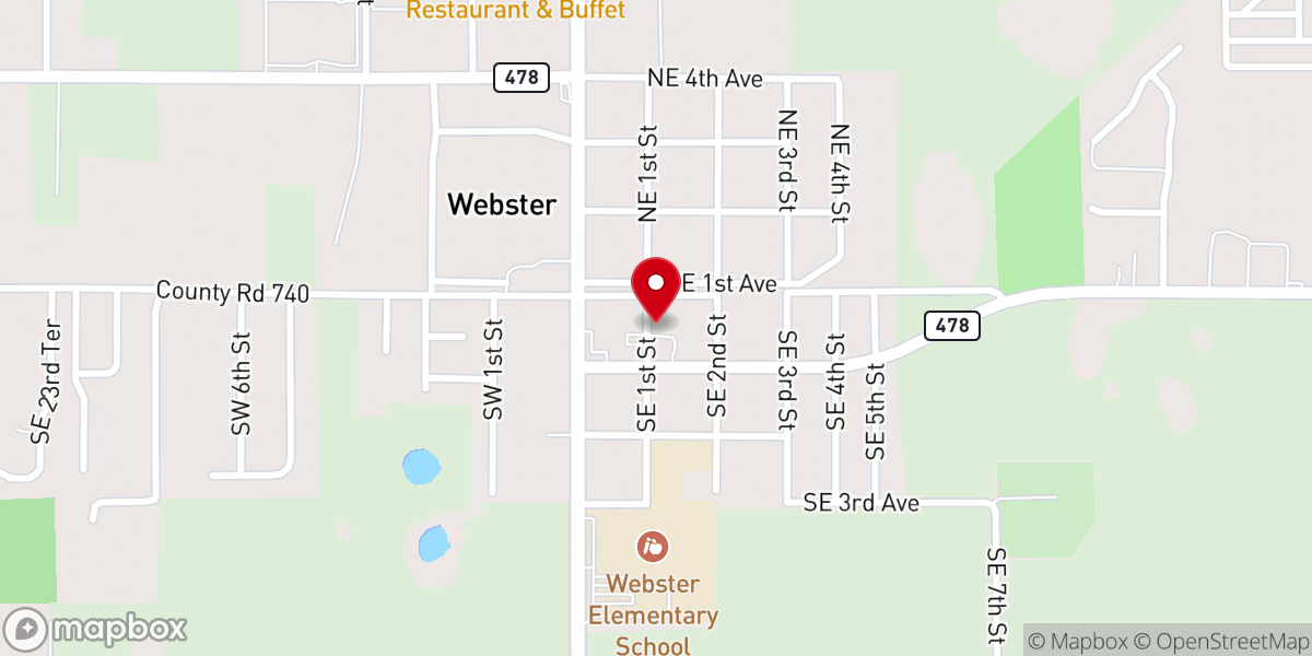 Map showing location of Webster Community Building