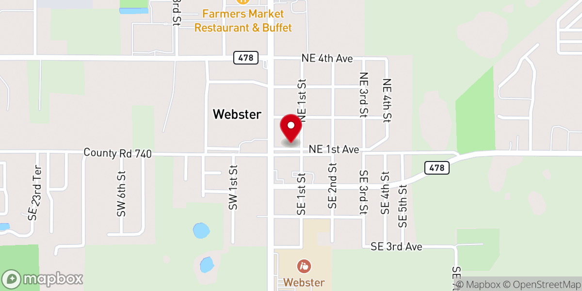 Map showing location of Webster florida
