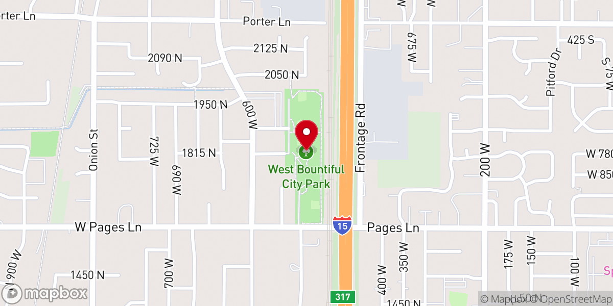 Map showing location of West Bountiful City Park