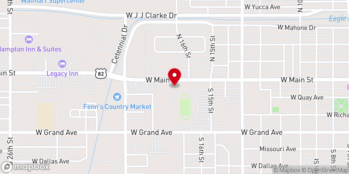 Map showing location of West Main Baptist Church