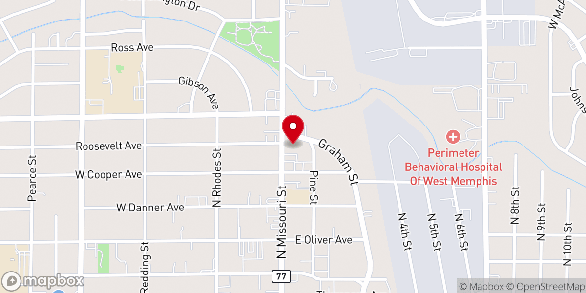 Map showing location of West Memphis First Assembly of God