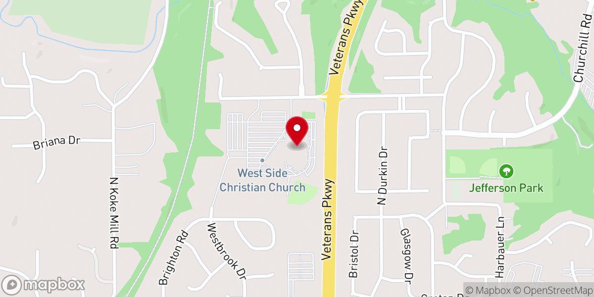 Map showing location of West Side Christian Church