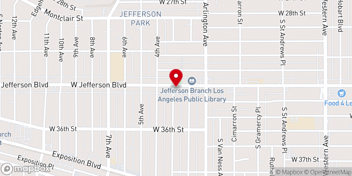 Map showing location of Westminister Presbyterian Church of Los Angeles