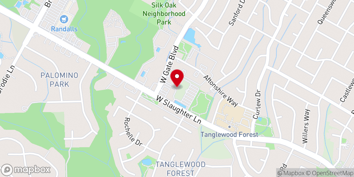 Map showing location of Westoak Woods Baptist Church
