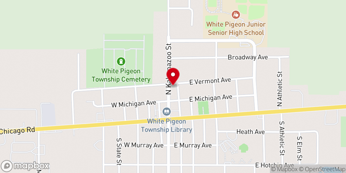 Map showing location of White Pigeon United Methodist