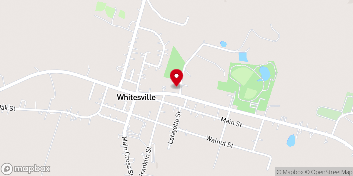 Map showing location of Whitesville Baptist Church