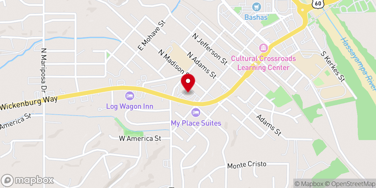 Map showing location of Wickenburg Food Bank - Food Distribution Center