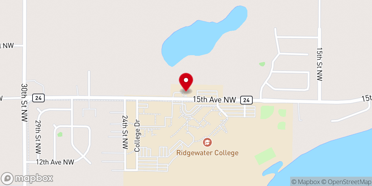 Map showing location of Willmar Campus Ministry Willmar