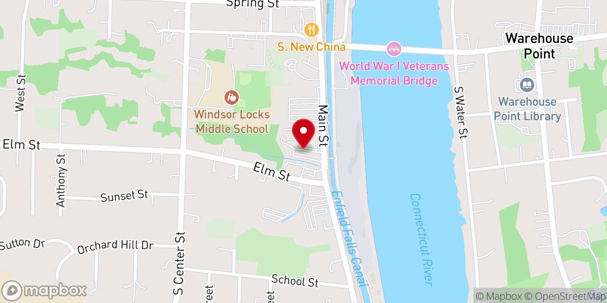 Map showing location of Windsor Locks Congregational Church EFCA