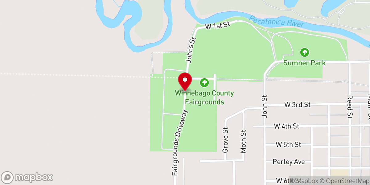 Map showing location of Winnebago County Fairgrounds