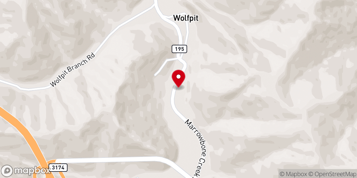 Map showing location of Wolfpit Community Baptist Church